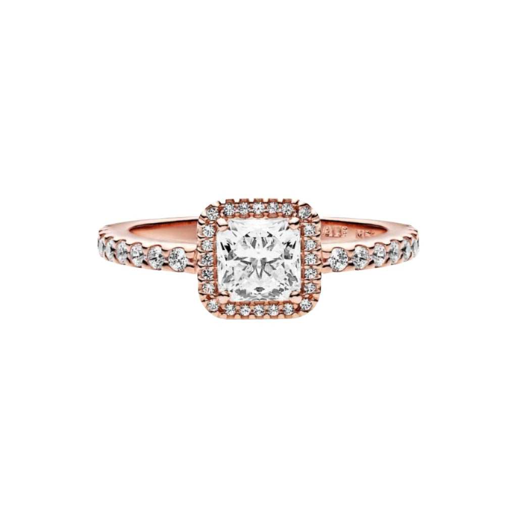 Pandora Square Sparkle Halo Ring