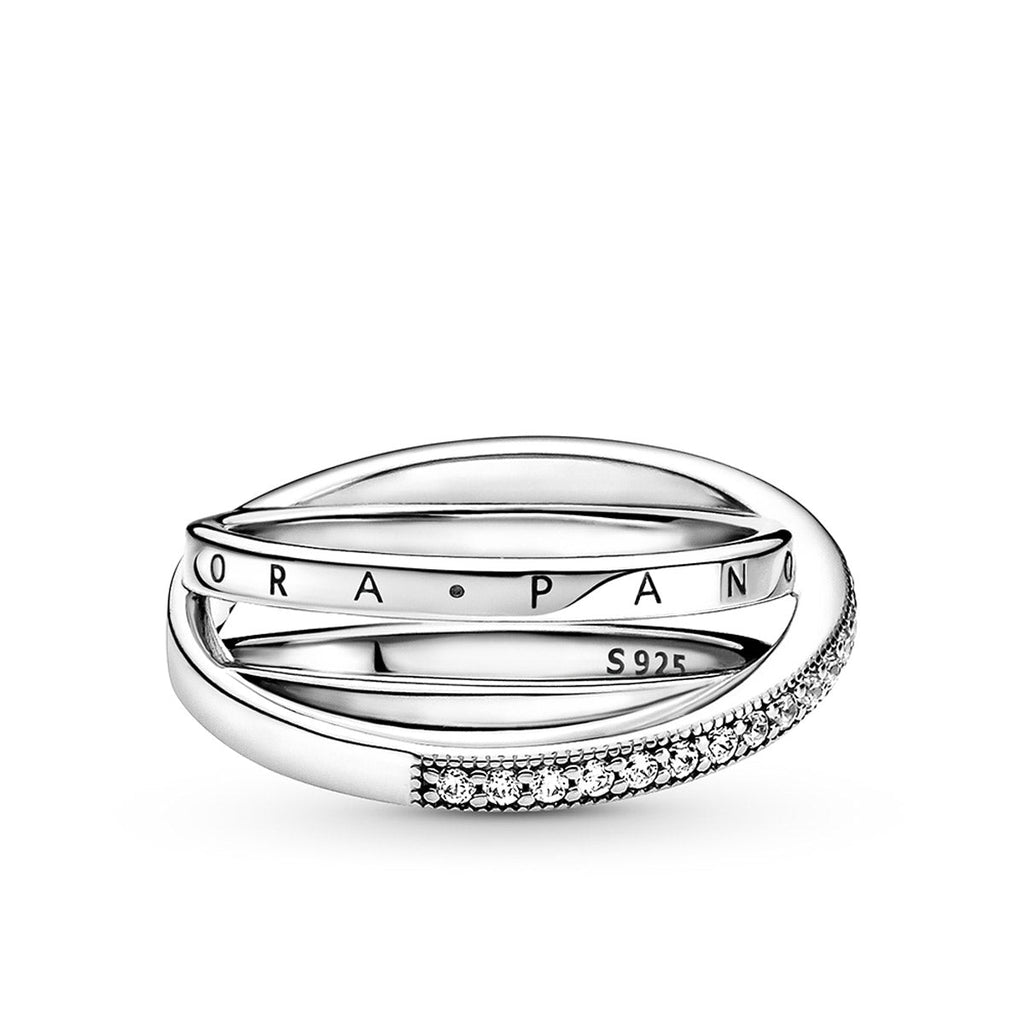 Pandora Crossover Pavé Triple Band Ring
